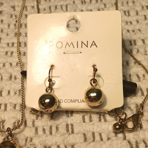 Pomina teal green tassel necklace set with teal blue gold tone bracelet stack - Picture 2 of 14